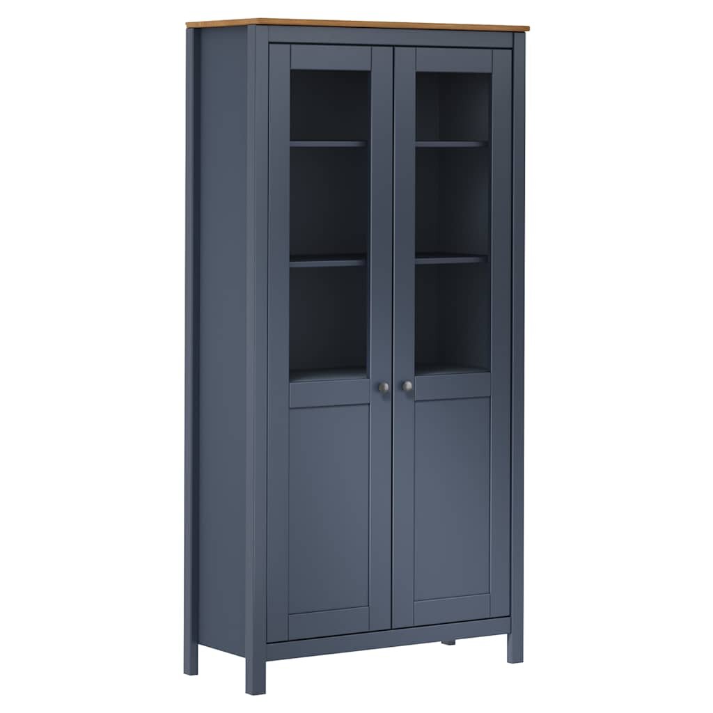 vidaXL Висок шкаф Hill сив 85x37x1705 см борово дърво масив
