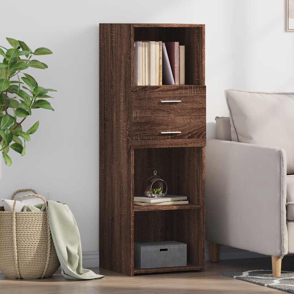 vidaXL Висок шкаф кафяв дъб 40x425x124 см инженерно дърво