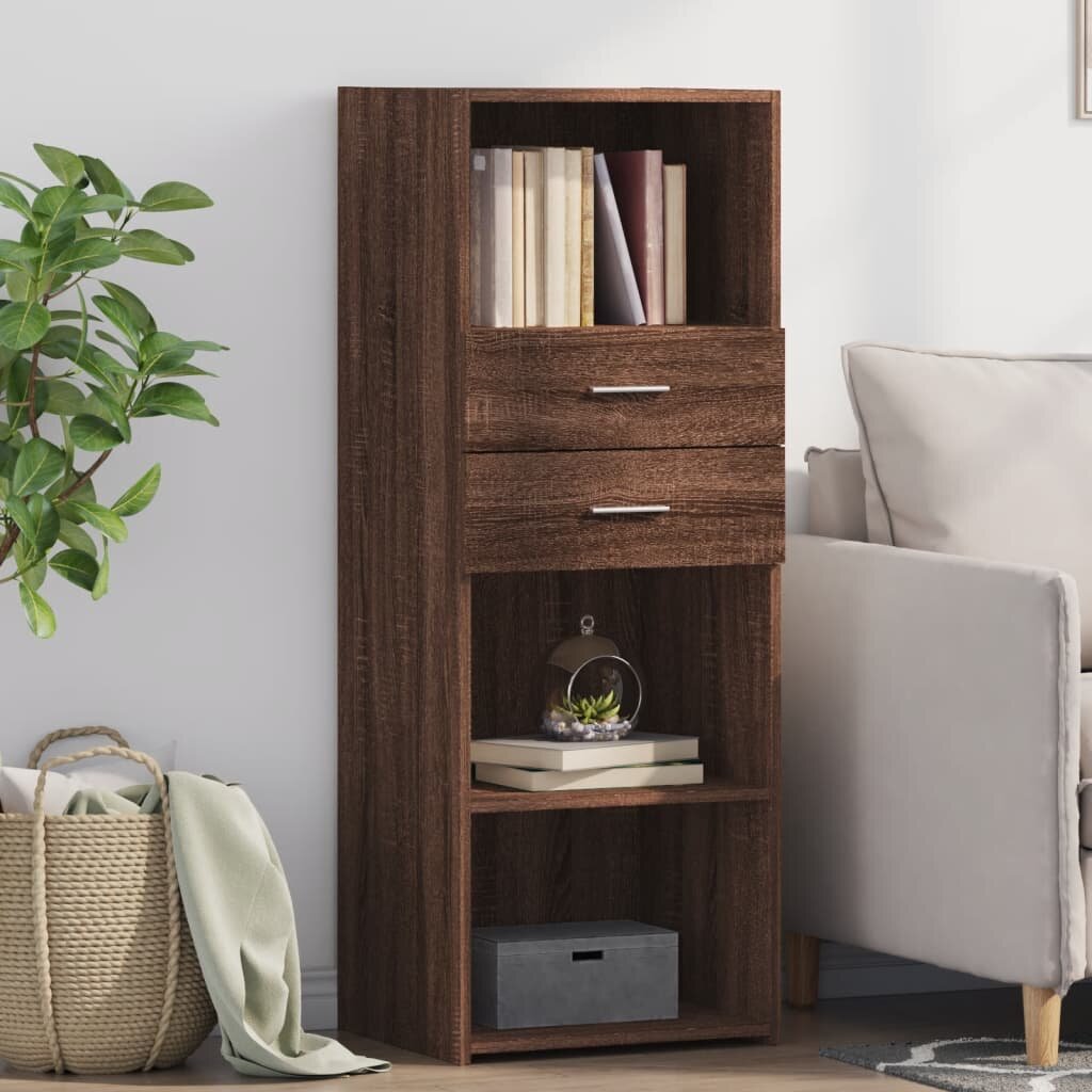 vidaXL Висок шкаф кафяв дъб 45x425x124 см инженерно дърво