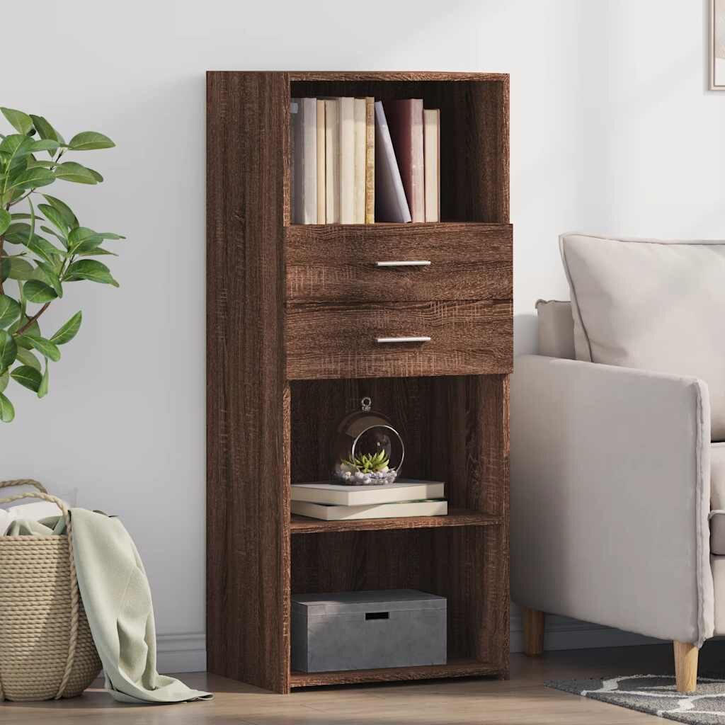 vidaXL Висок шкаф кафяв дъб 50x425x124 см инженерно дърво