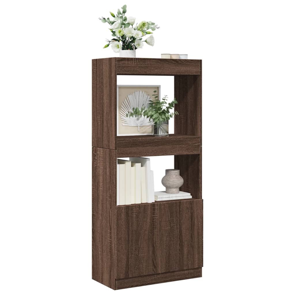 vidaXL Висок шкаф кафяв дъб 63x33x140 см инженерно дърво