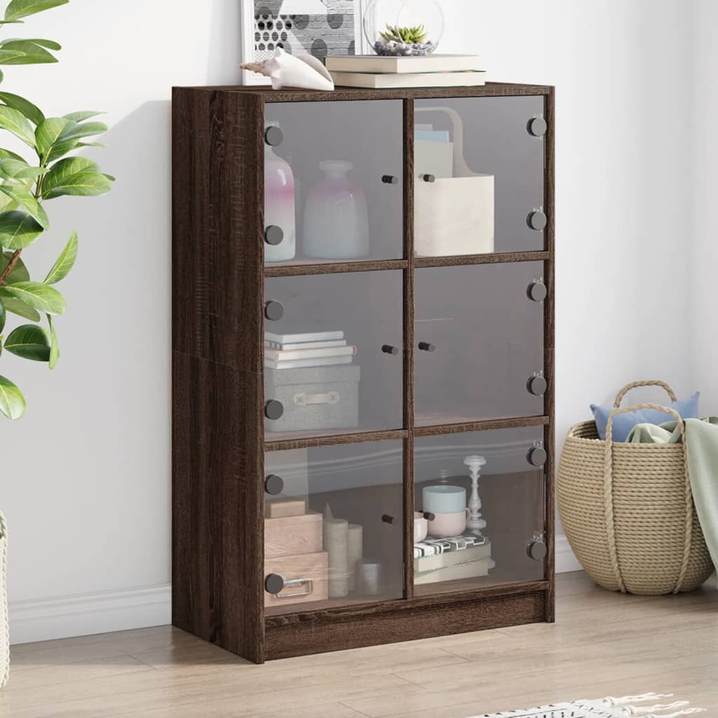vidaXL Висок шкаф Кафяв дъб 68x37x109 см инженерно дърво