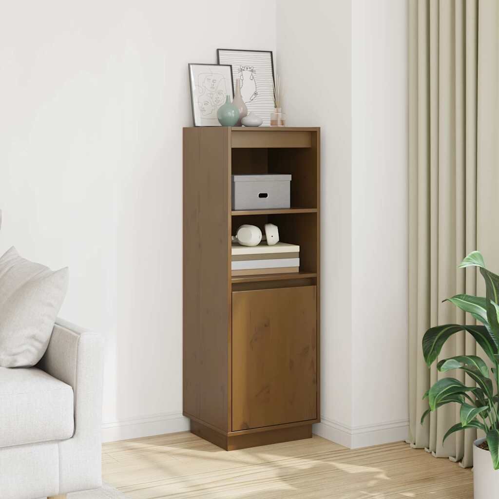 vidaXL Висок шкаф меденокафяв 37x34x110 см борово дърво масив