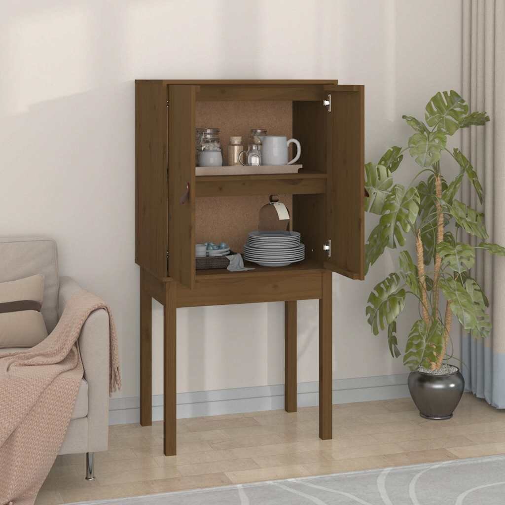vidaXL Висок шкаф меденокафяв 60x40x120 см борово дърво масив