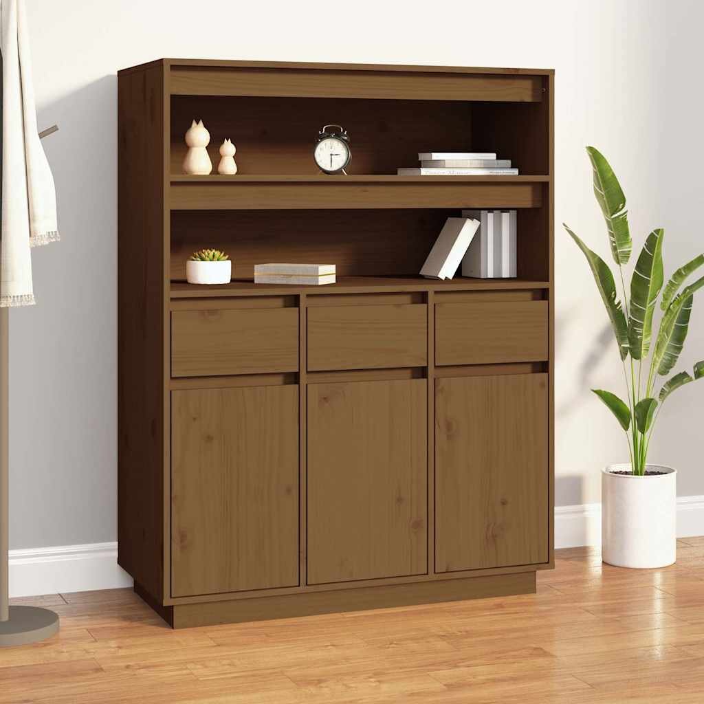 vidaXL Висок шкаф меденокафяв 89x40x1165 см борово дърво масив