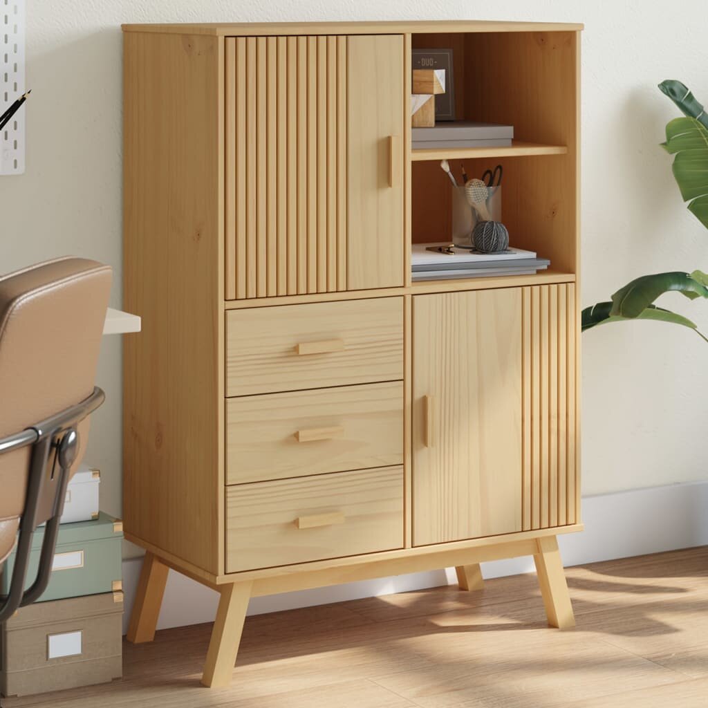vidaXL Висок шкаф OLDEN кафяв 85x43x125 см бор масив