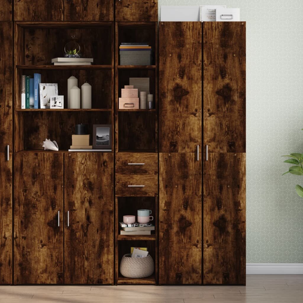 vidaXL Висок шкаф опушен дъб 30x425x185 см инженерно дърво