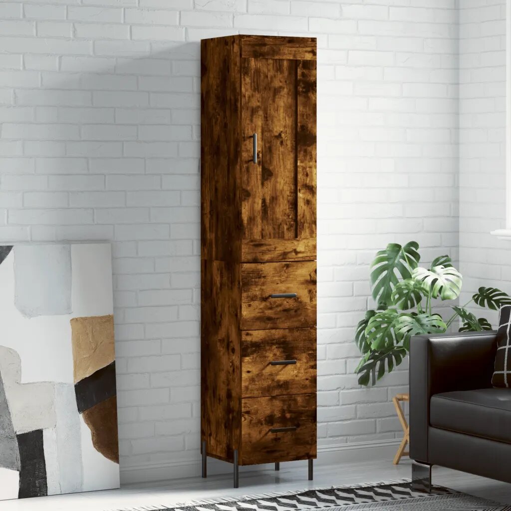 vidaXL Висок шкаф опушен дъб 345x34x180 см инженерно дърво