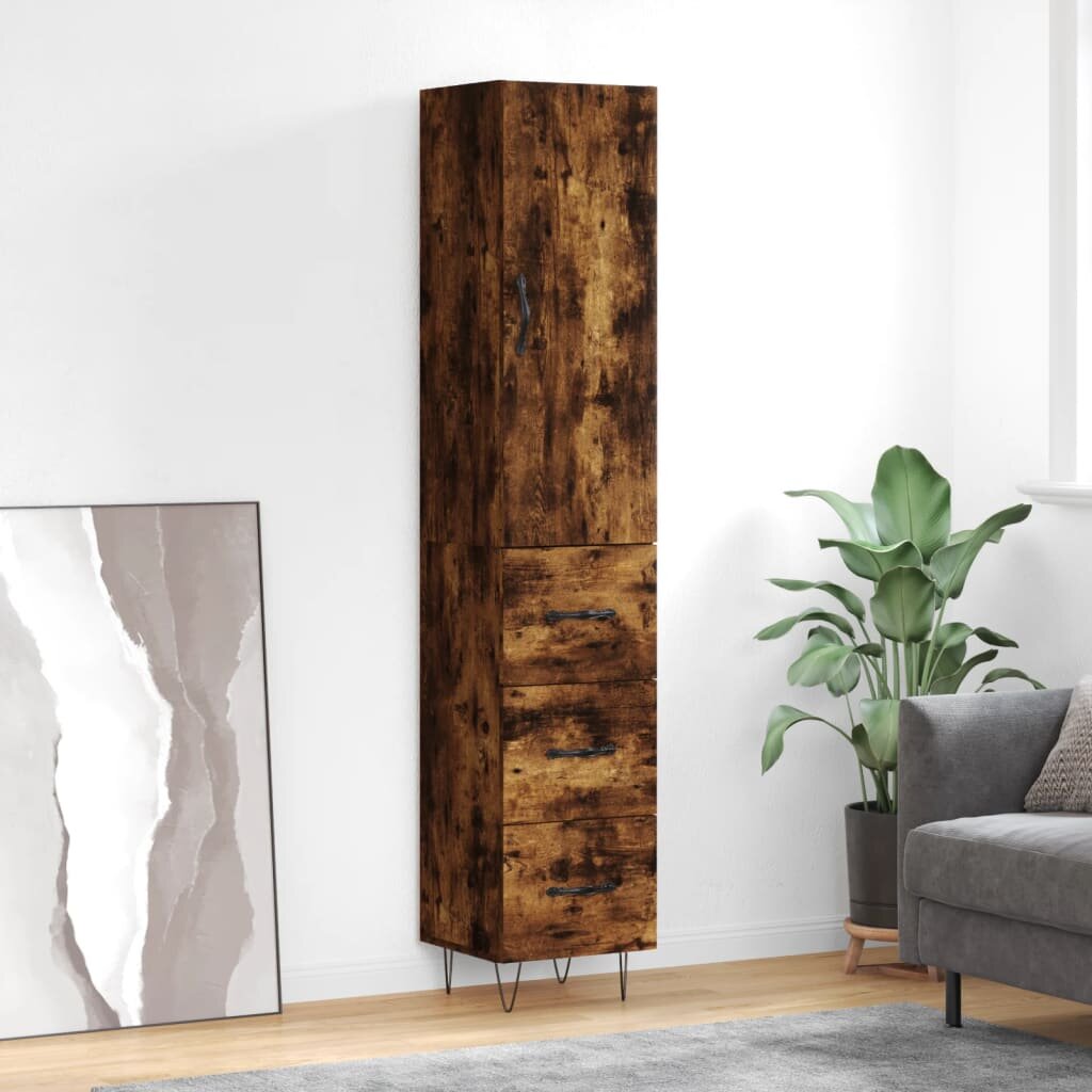 vidaXL Висок шкаф опушен дъб 345x34x180 см инженерно дърво