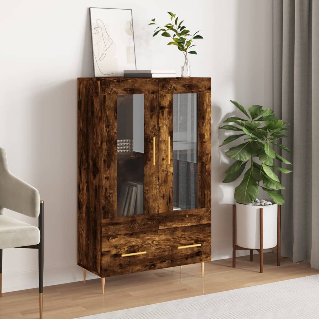 vidaXL Висок шкаф опушен дъб 695x31x115 см инженерно дърво