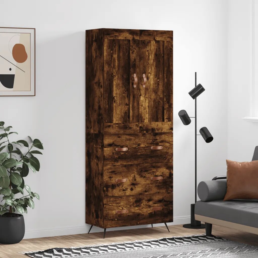 vidaXL Висок шкаф опушен дъб 695x34x180 см инженерно дърво