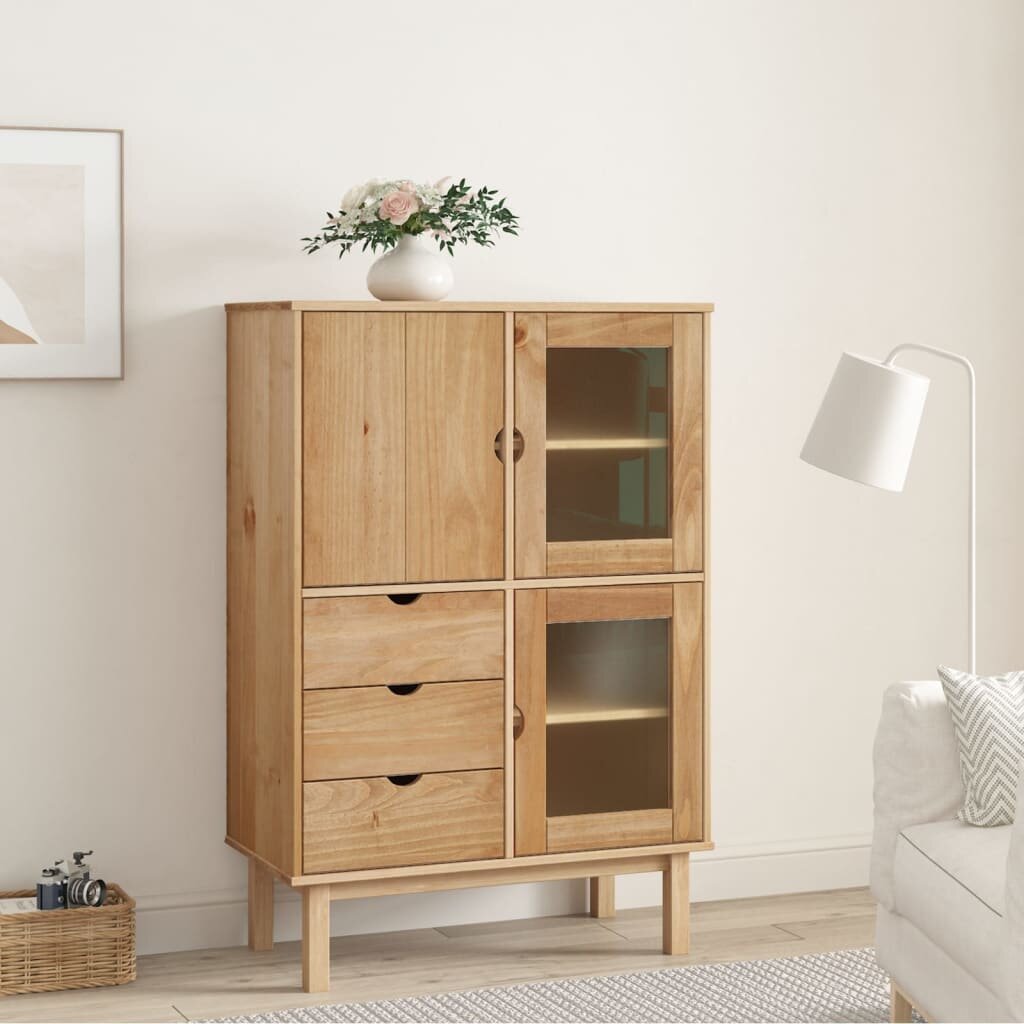 vidaXL Висок шкаф OTTA 85x43x125 см борово дърво масив