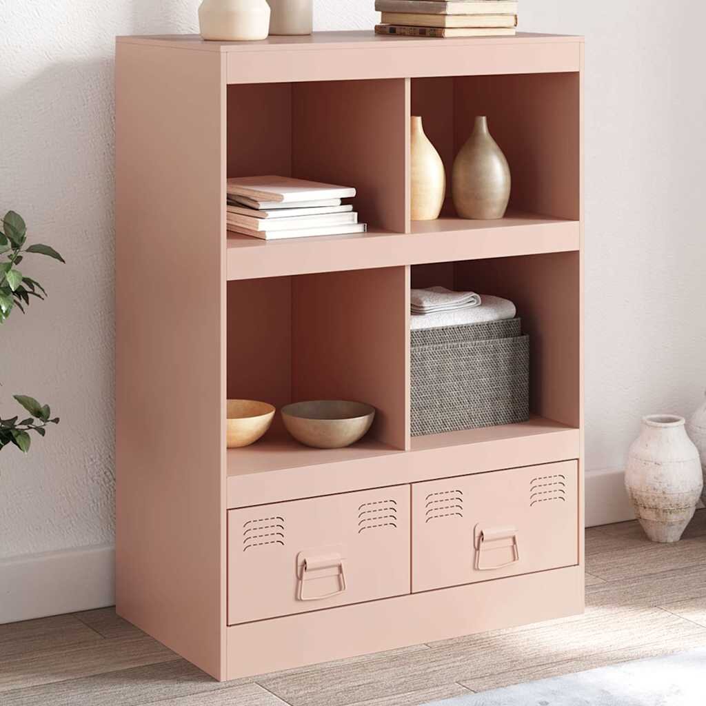vidaXL Висок шкаф розов 67x39x95 см стомана