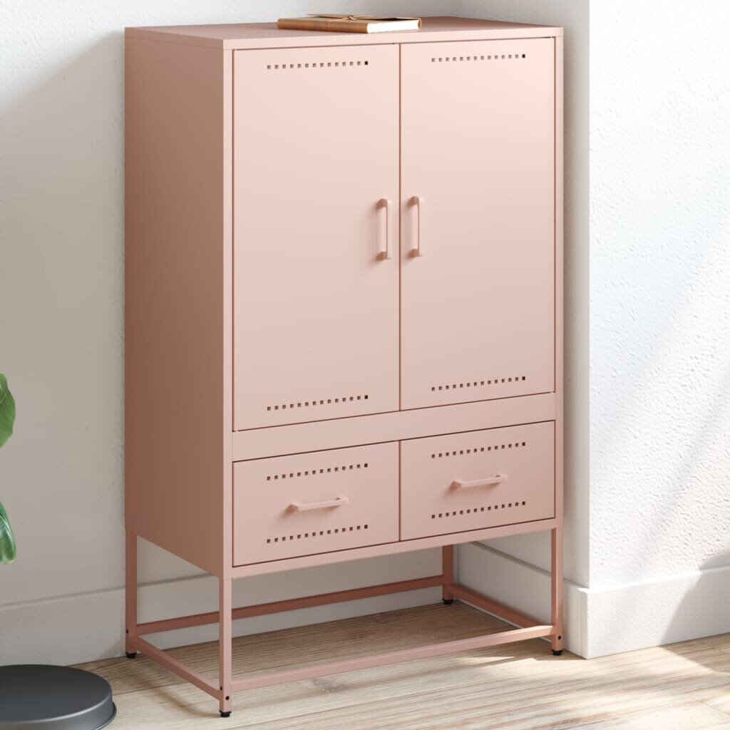 vidaXL Висок шкаф розов 68x39x1115 см стомана
