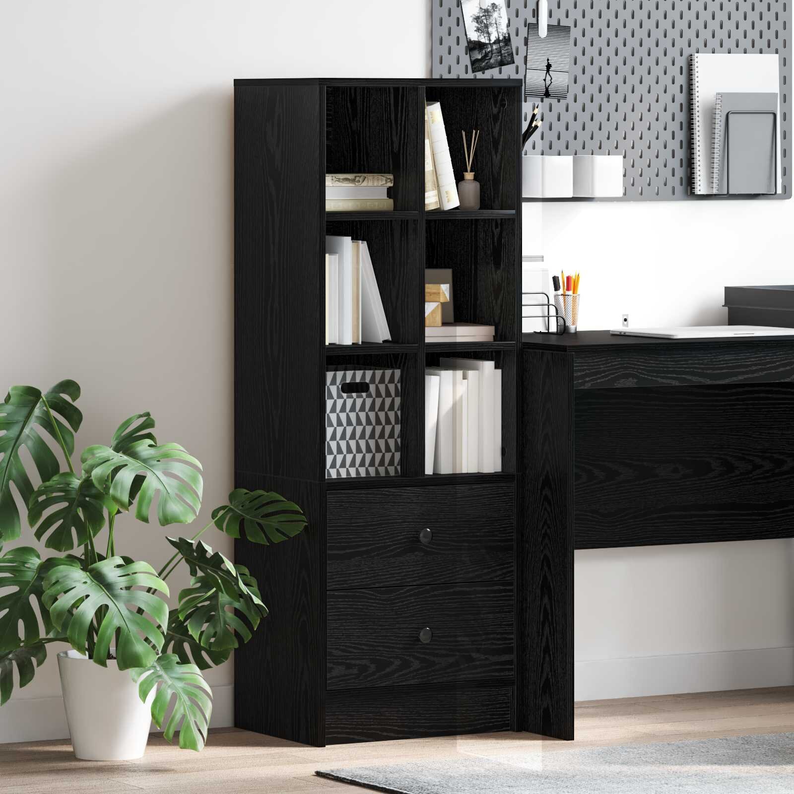 vidaXL Висок шкаф с чекмедже Черния дъб 455 x 34 x 127 см