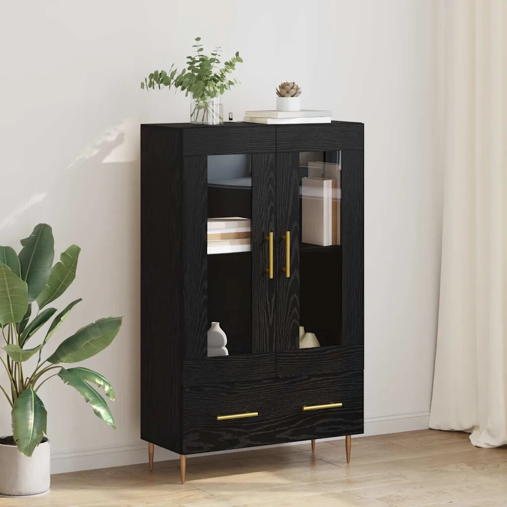 vidaXL Висок шкаф с чекмедже Черния дъб 695 x 31 x 115 см