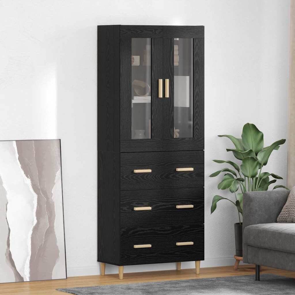 vidaXL Висок шкаф с чекмедже Черния дъб 695 x 34 x 180 см