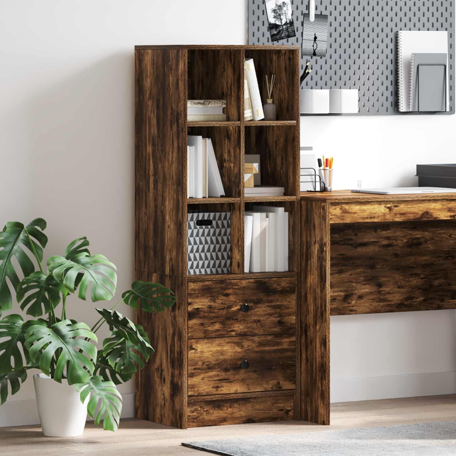 vidaXL Висок шкаф с чекмедже Димян дъб 455 x 34 x 127 см