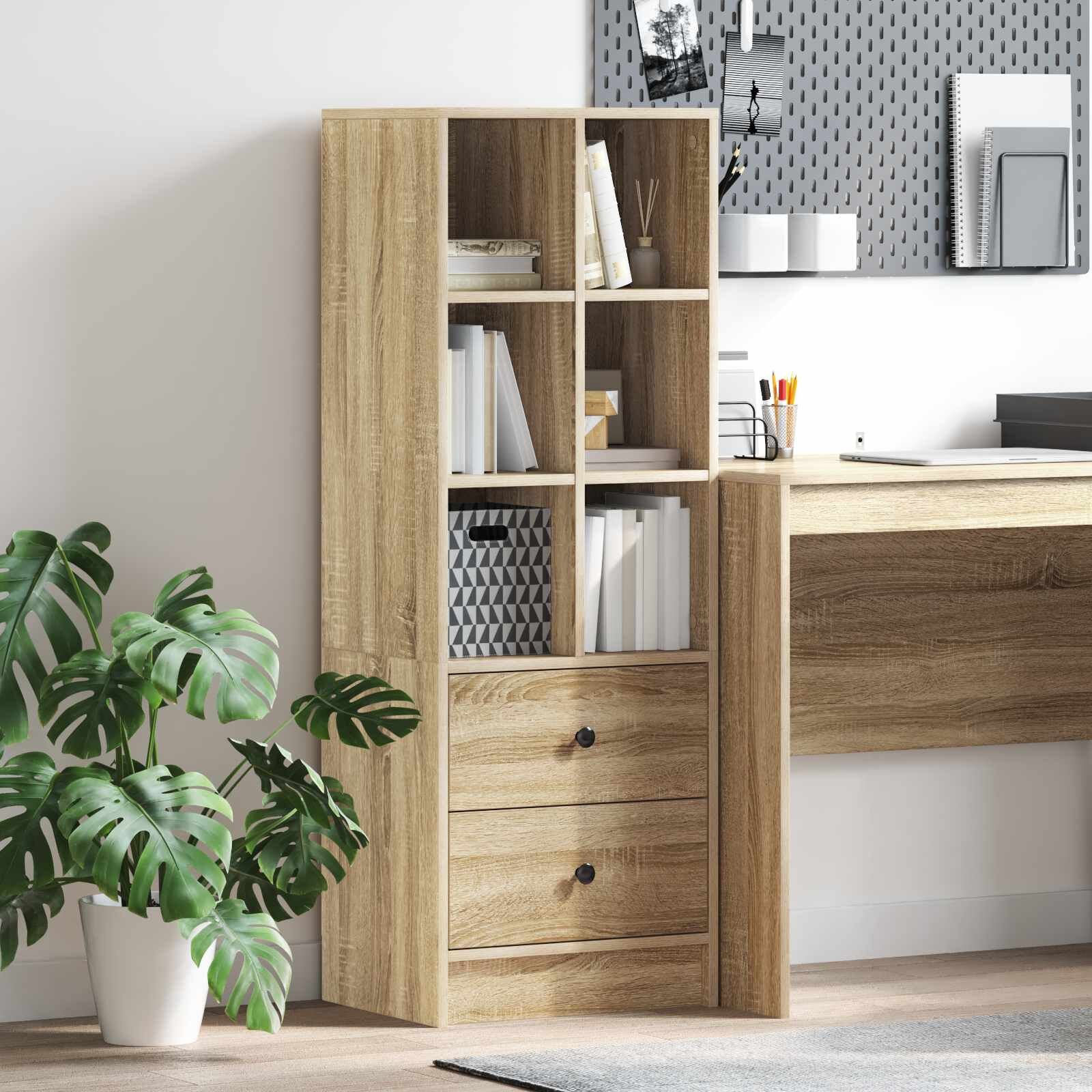 vidaXL Висок шкаф с чекмедже Сонома дъб 455 x 34 x 127 см