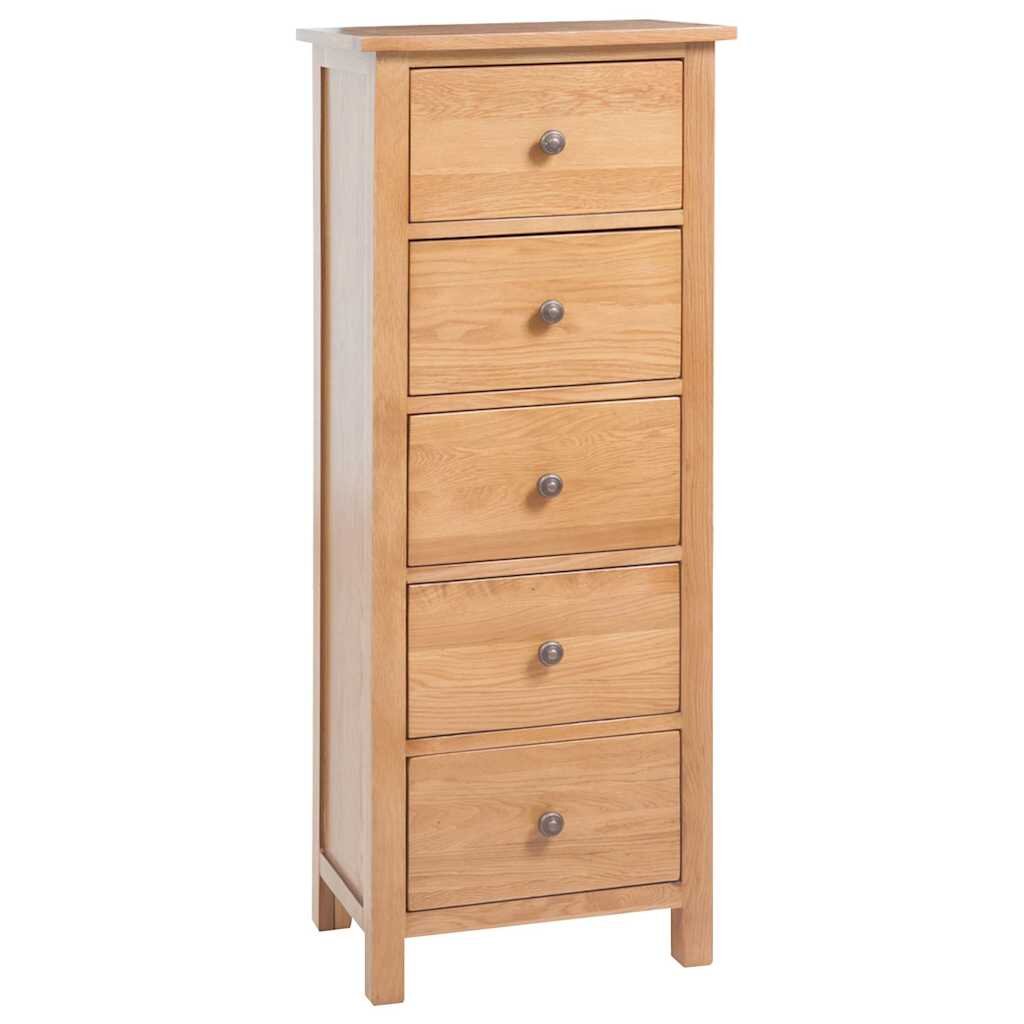 vidaXL Висок шкаф с чекмеджета 45x32x110 см дъбов масив