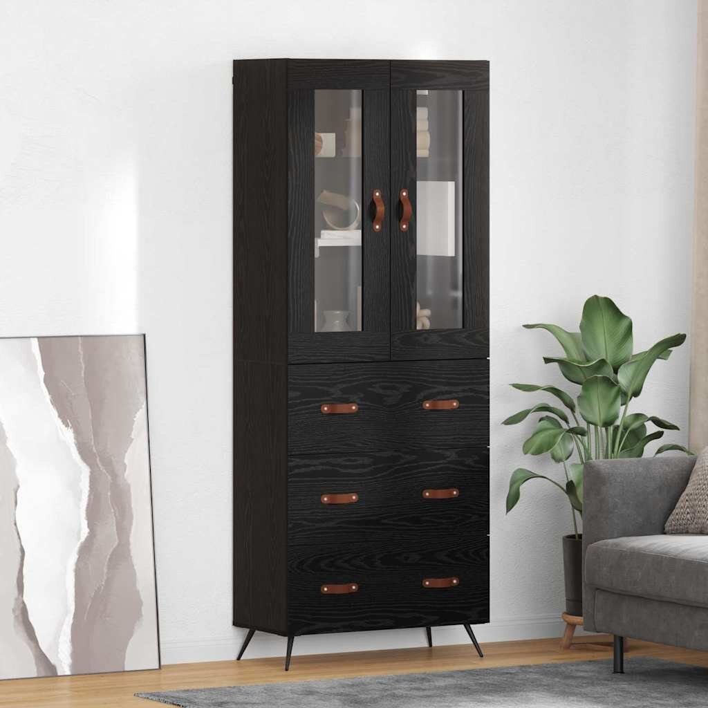 vidaXL Висок шкаф с рафт 2 бр. Черния дъб 695 x 34 x 180 см