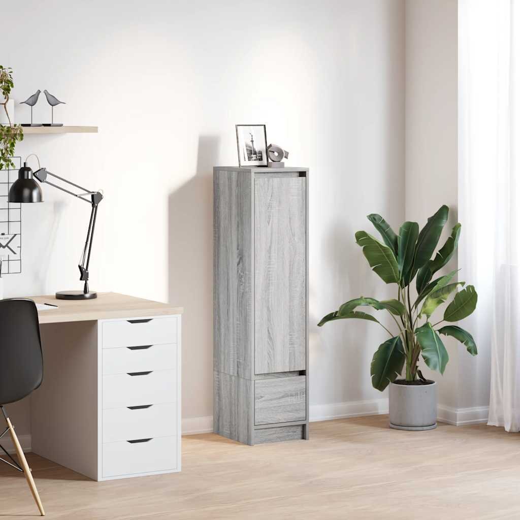 vidaXL Висок шкаф сив сонома 295x34x1195 см инженерно дърво