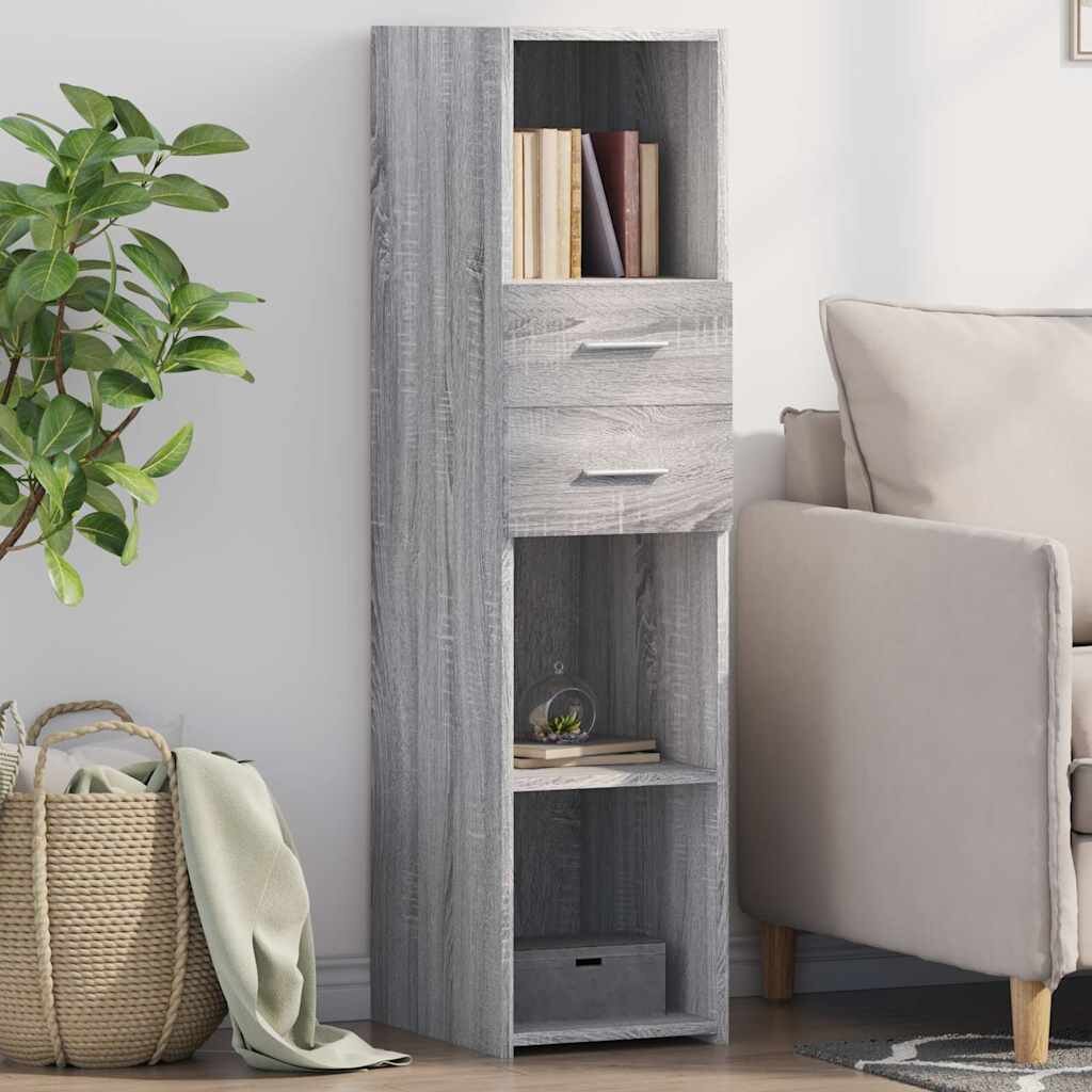vidaXL Висок шкаф сив сонома 30x425x124 см инженерно дърво
