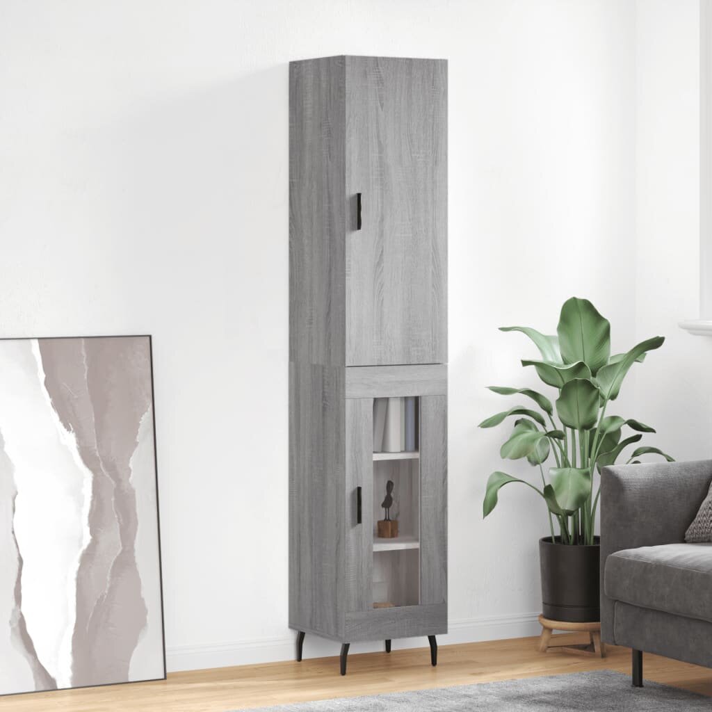 vidaXL Висок шкаф сив сонома 345x34x180 см инженерно дърво