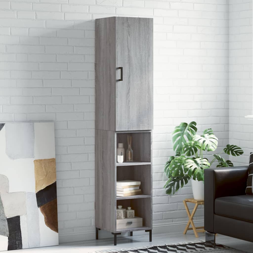 vidaXL Висок шкаф сив сонома 345x34x180 см инженерно дърво
