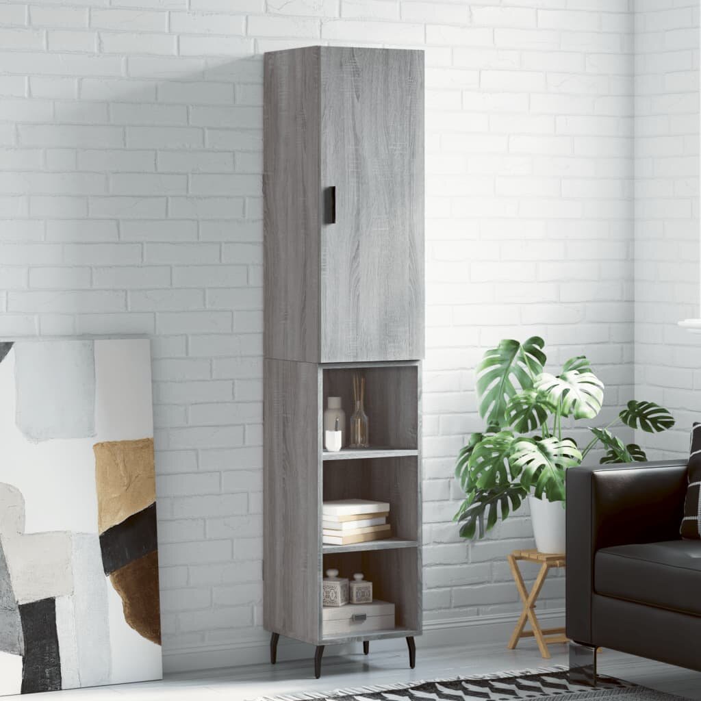 vidaXL Висок шкаф сив сонома 345x34x180 см инженерно дърво