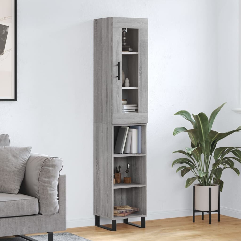 vidaXL Висок шкаф сив сонома 345x34x180 см инженерно дърво