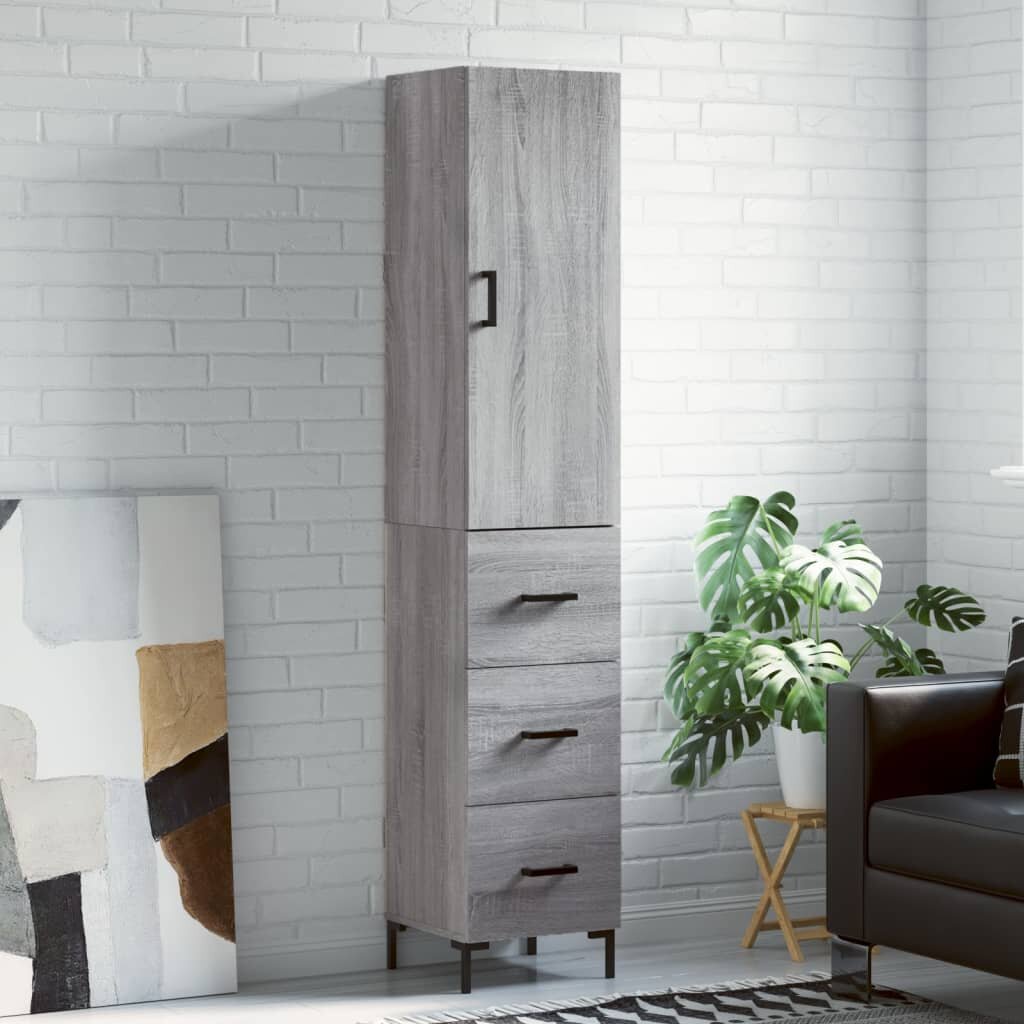 vidaXL Висок шкаф сив сонома 345x34x180 см инженерно дърво