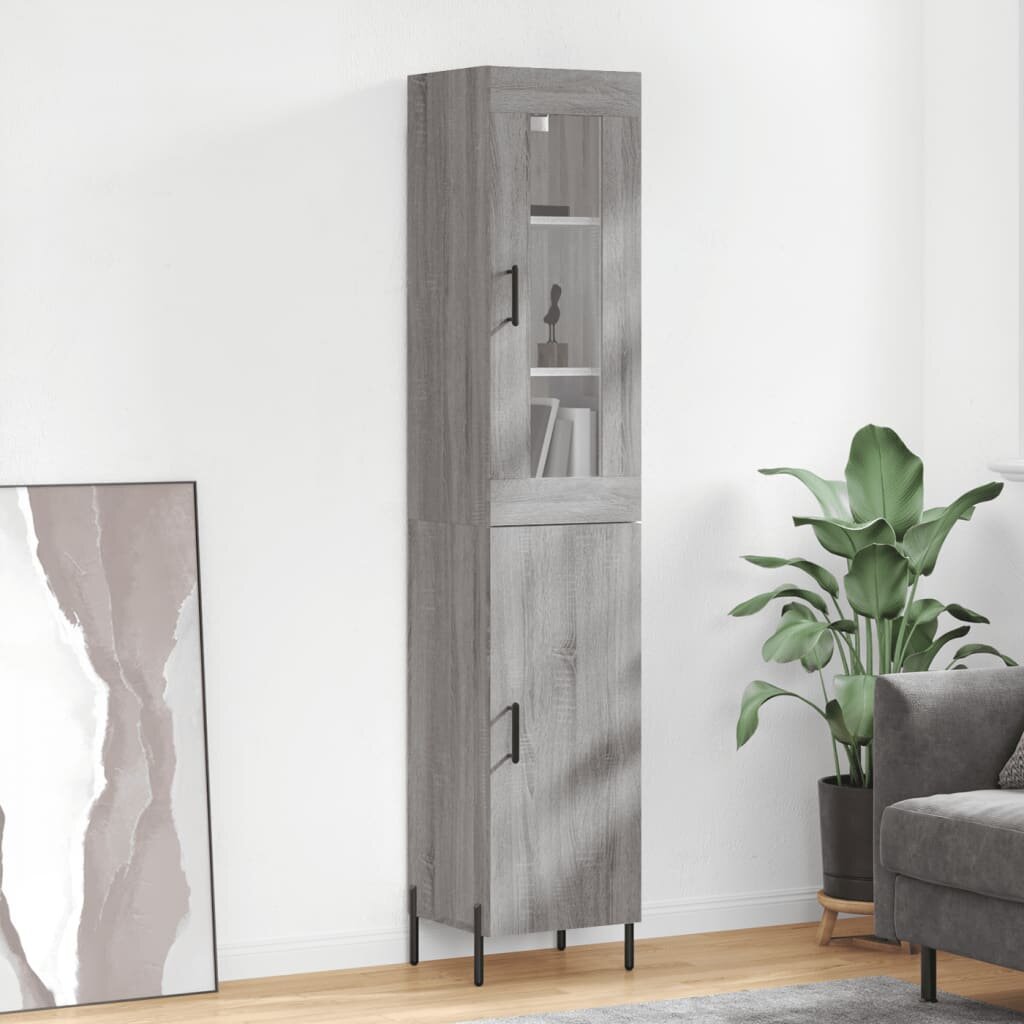 vidaXL Висок шкаф сив сонома 345x34x180 см инженерно дърво