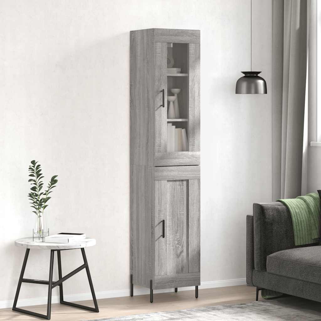 vidaXL Висок шкаф сив сонома 345x34x180 см инженерно дърво