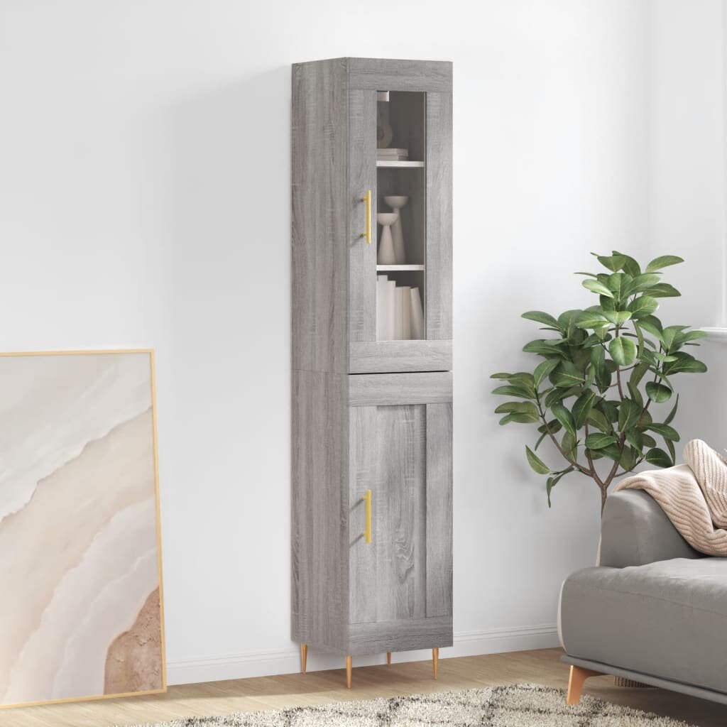 vidaXL Висок шкаф сив сонома 345x34x180 см инженерно дърво