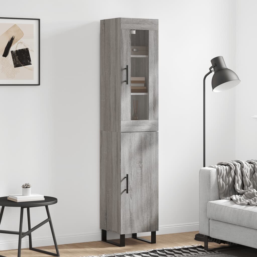 vidaXL Висок шкаф сив сонома 345x34x180 см инженерно дърво