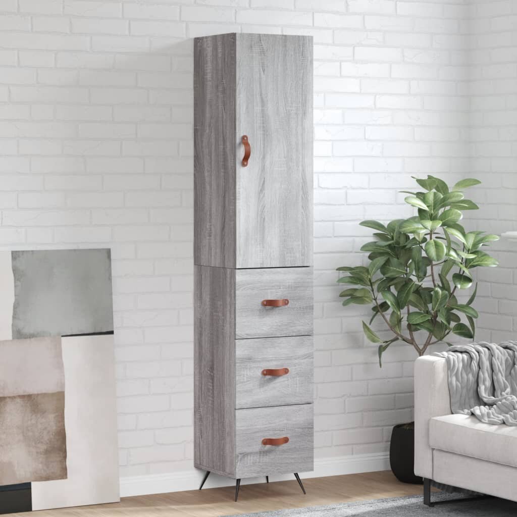 vidaXL Висок шкаф сив сонома 345x34x180 см инженерно дърво
