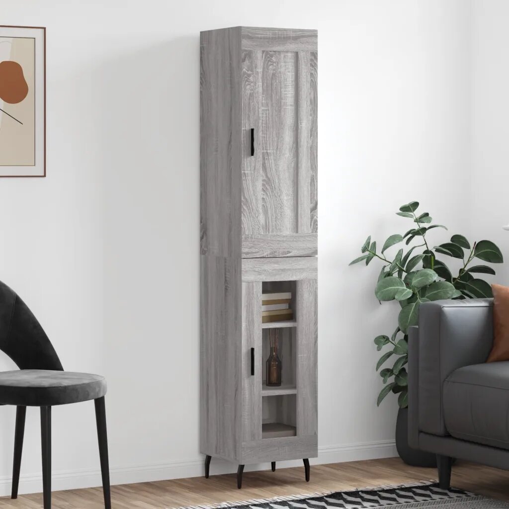 vidaXL Висок шкаф сив сонома 345x34x180 см инженерно дърво
