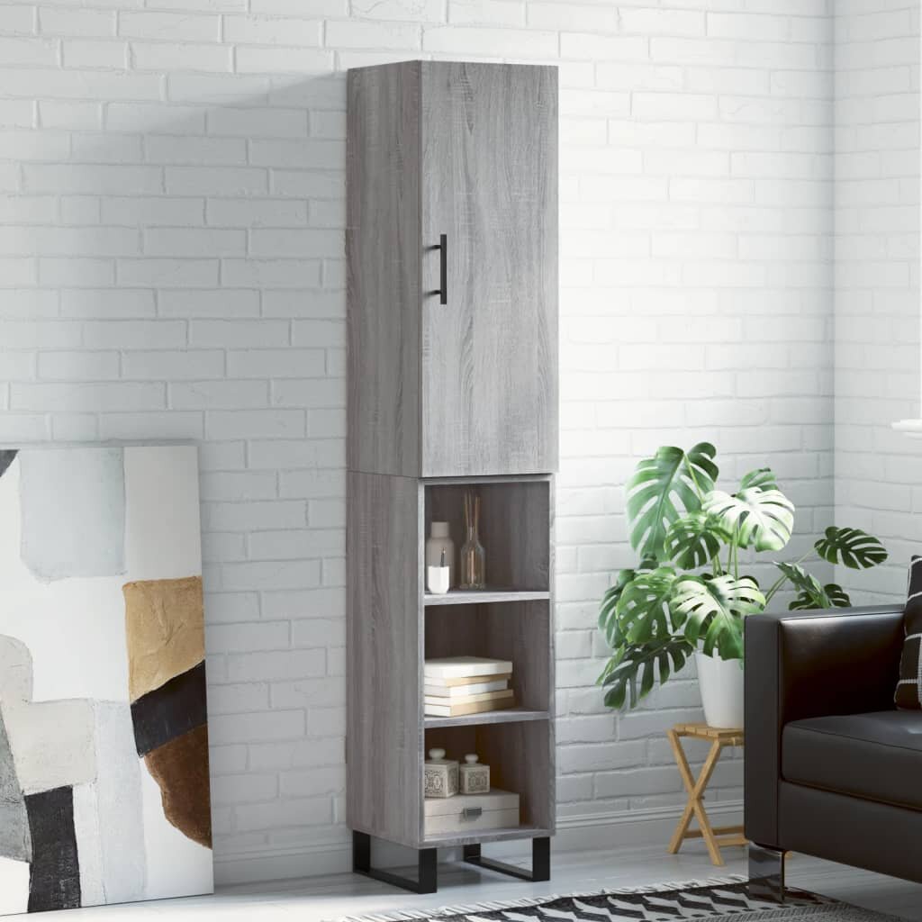 vidaXL Висок шкаф сив сонома 345x34x180 см инженерно дърво
