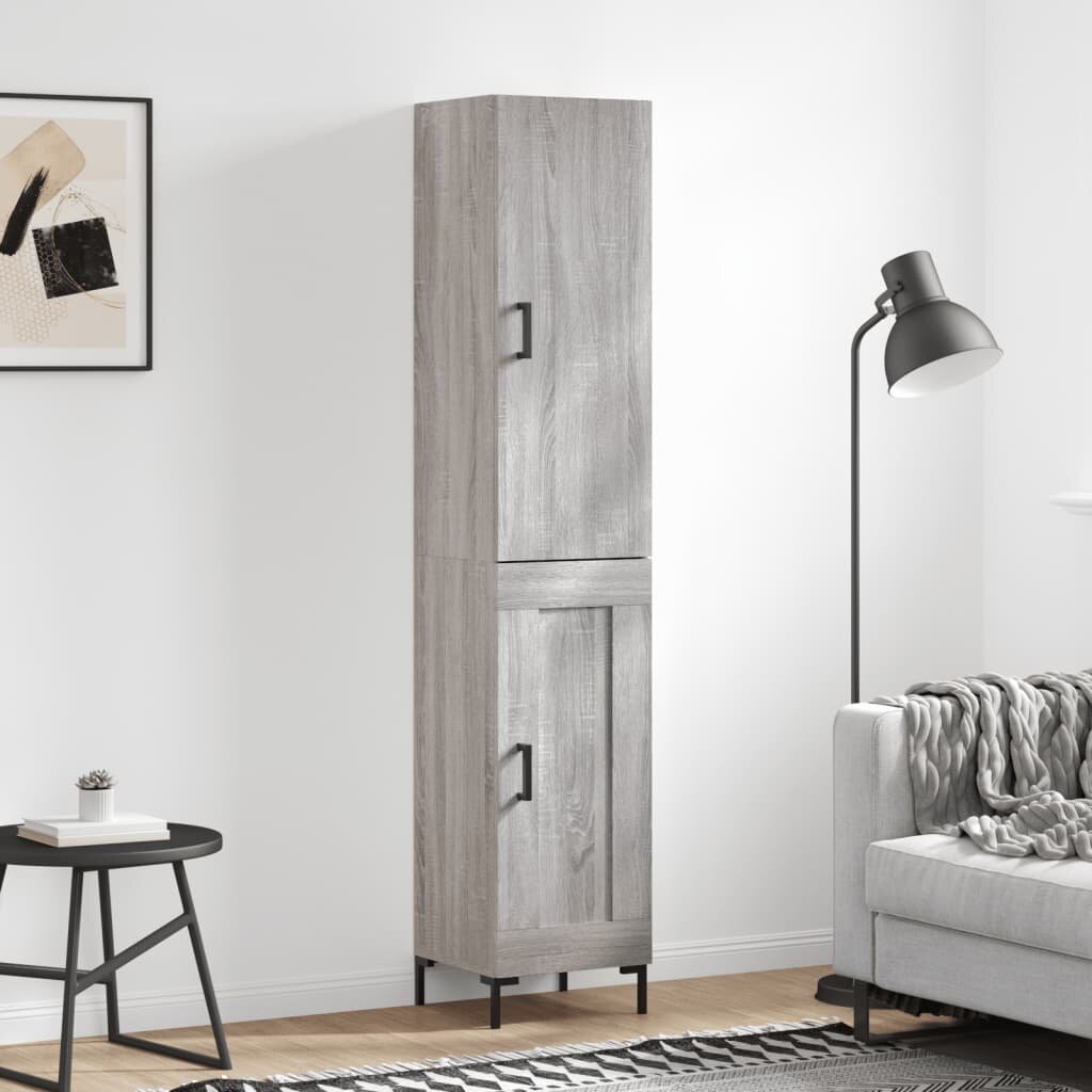 vidaXL Висок шкаф сив сонома 345x34x180 см инженерно дърво