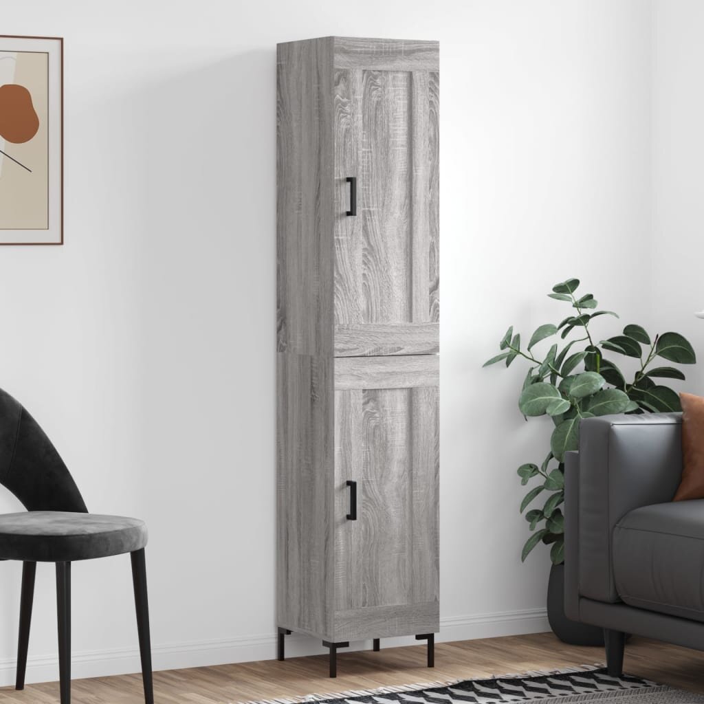 vidaXL Висок шкаф сив сонома 345x34x180 см инженерно дърво