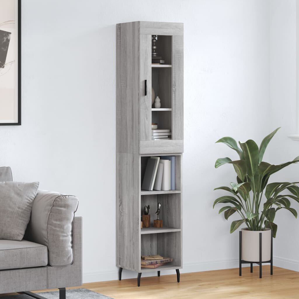 vidaXL Висок шкаф сив сонома 345x34x180 см инженерно дърво