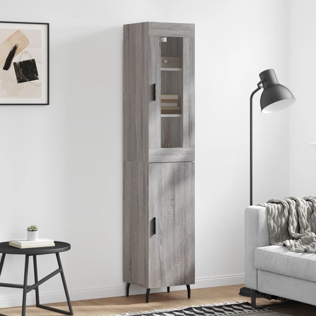 vidaXL Висок шкаф сив сонома 345x34x180 см инженерно дърво