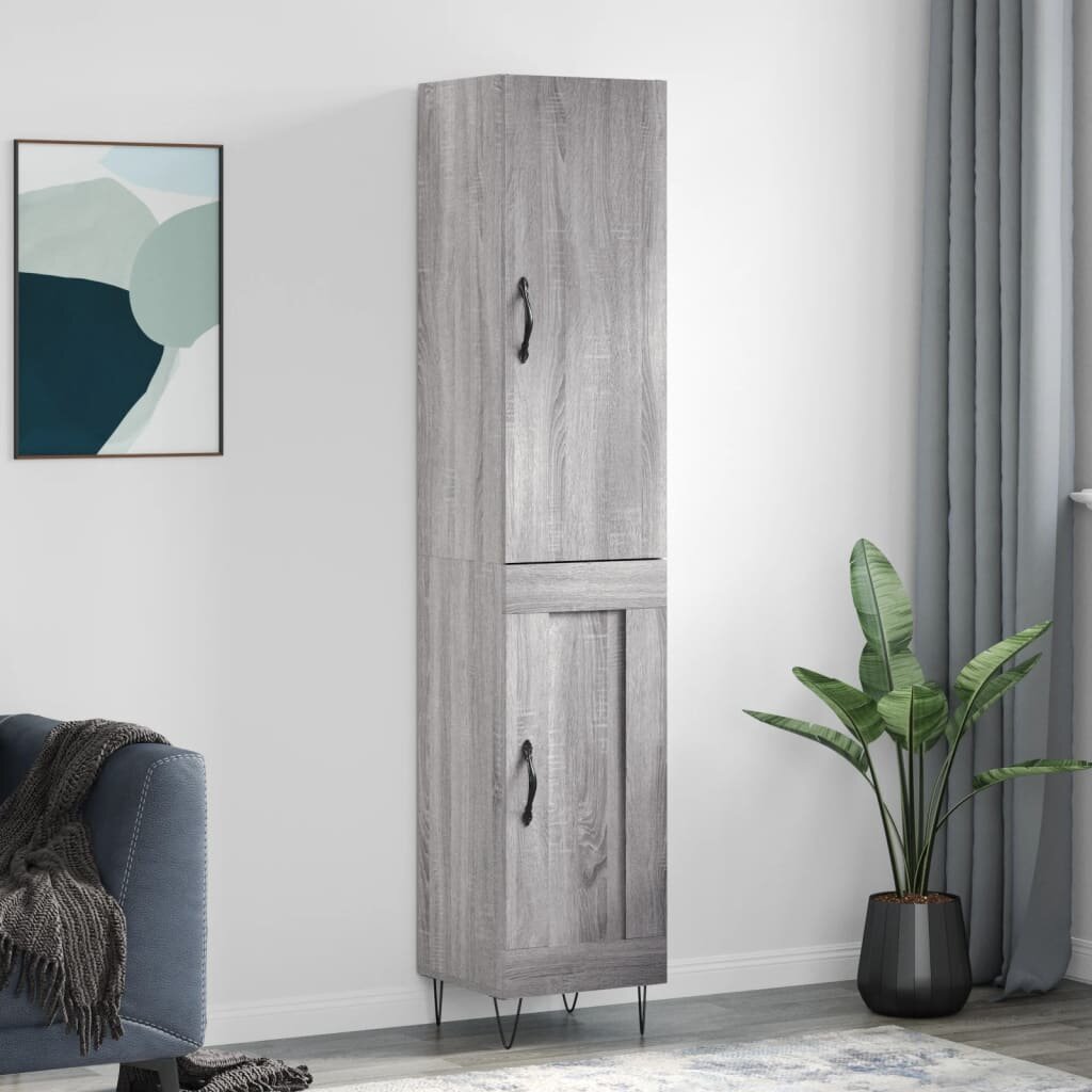 vidaXL Висок шкаф сив сонома 345x34x180 см инженерно дърво