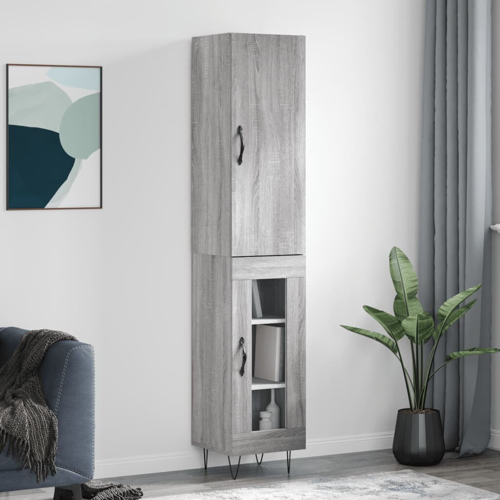 vidaXL Висок шкаф сив сонома 345x34x180 см инженерно дърво