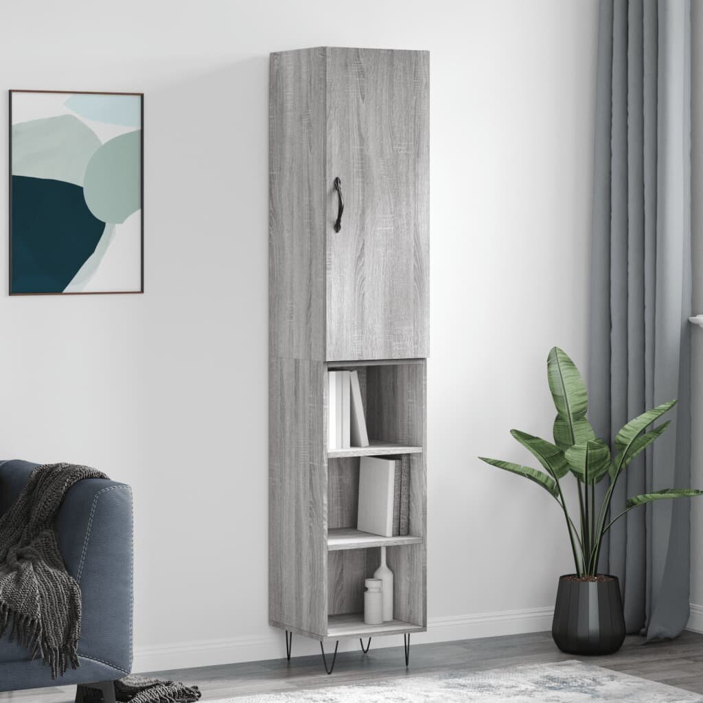 vidaXL Висок шкаф сив сонома 345x34x180 см инженерно дърво