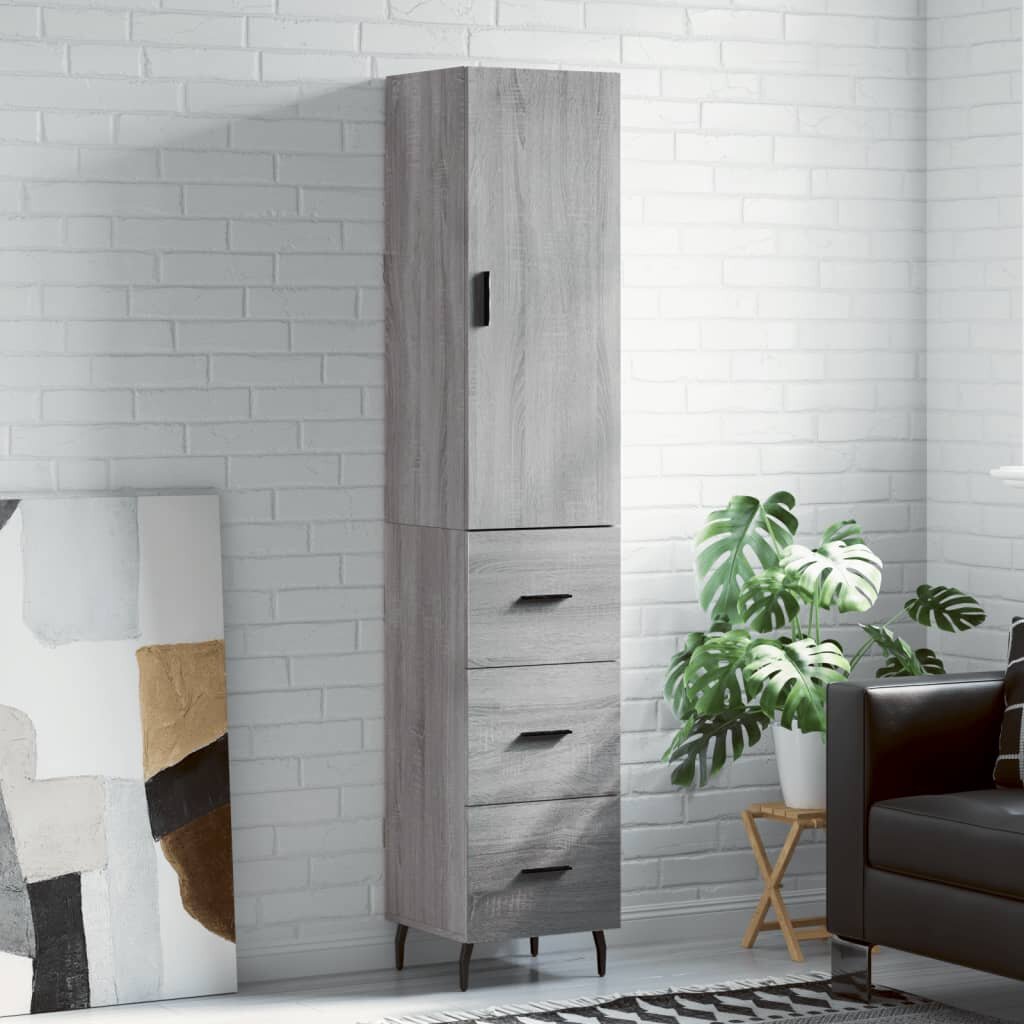 vidaXL Висок шкаф сив сонома 345x34x180 см инженерно дърво