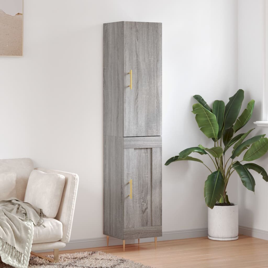 vidaXL Висок шкаф сив сонома 345x34x180 см инженерно дърво