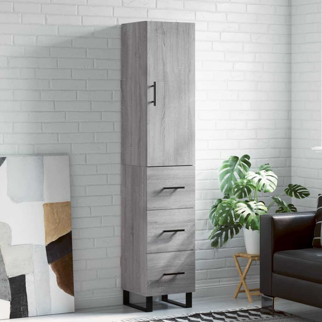 vidaXL Висок шкаф сив сонома 345x34x180 см инженерно дърво