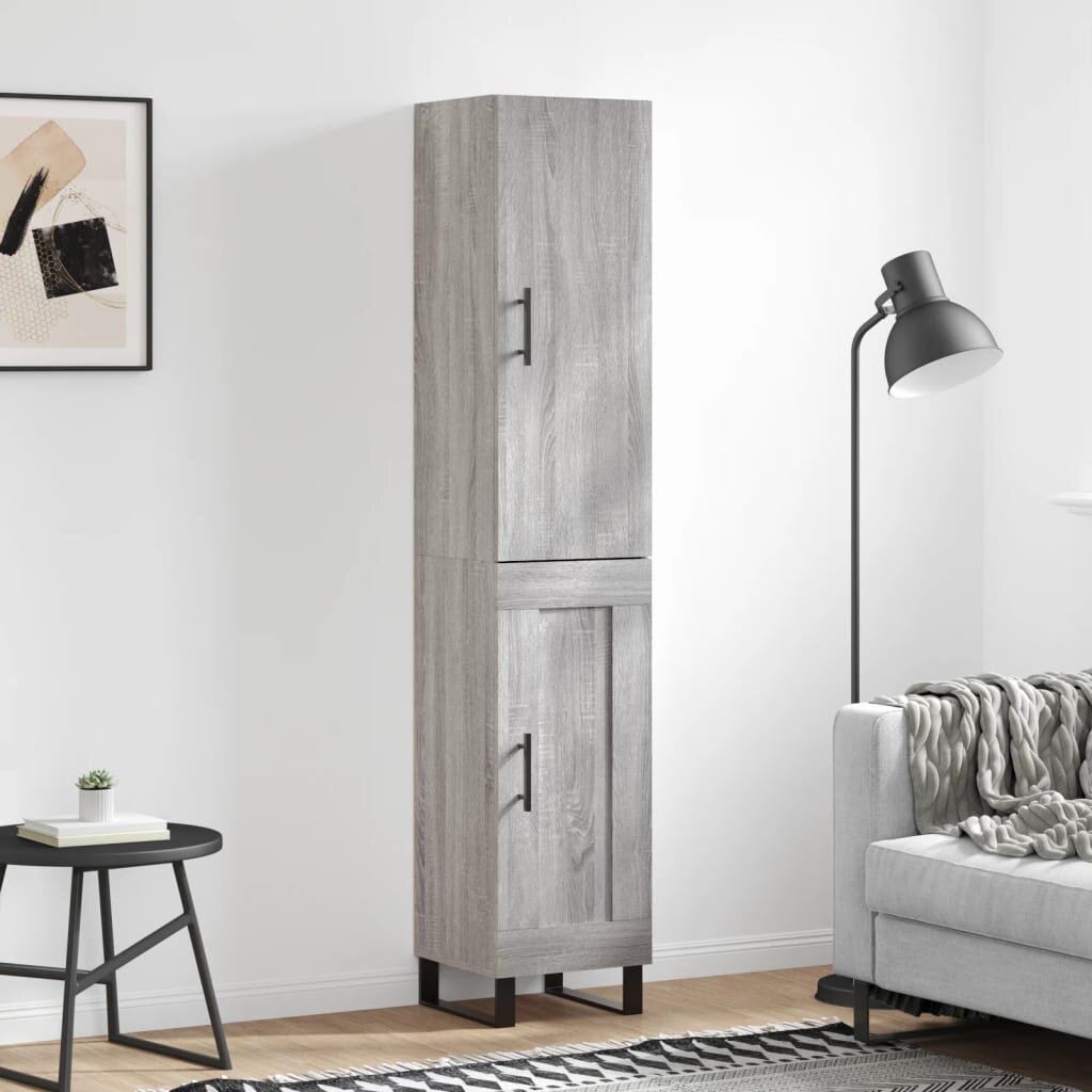 vidaXL Висок шкаф сив сонома 345x34x180 см инженерно дърво